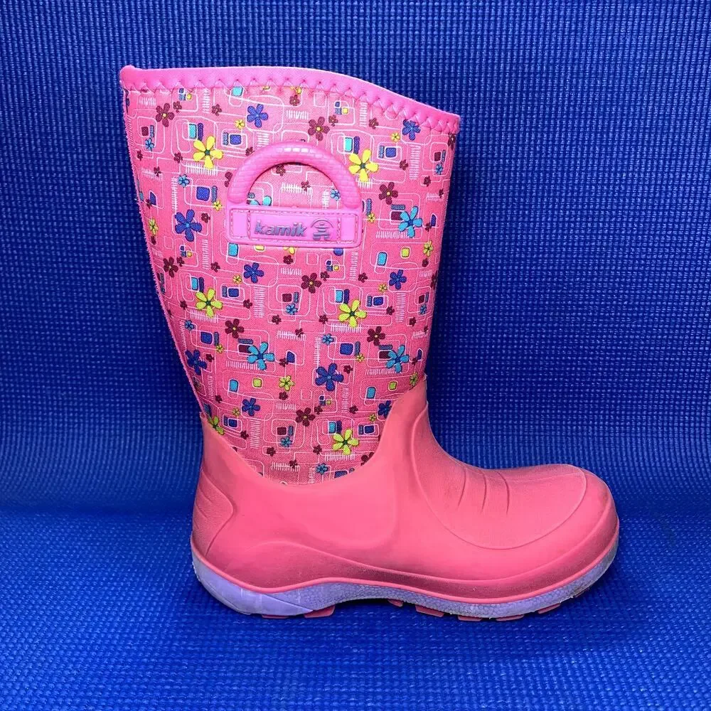 🔴 KAMIK BLUSTER 2 Kids Girls Size 2 Pink Purple Waterproof Boots EK4080-MBU